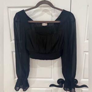 Altar'd State Black Blouse. Sheer Sleeves.